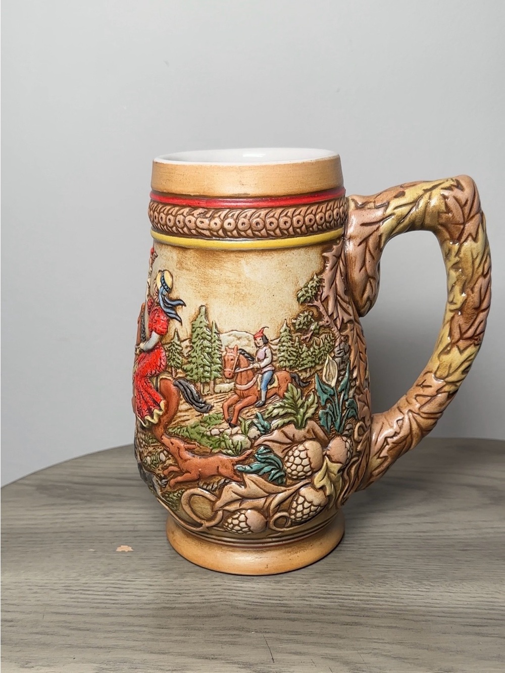 VTG Romantic Horse Riders Ceramarte Beer Stein Made in Brazil
